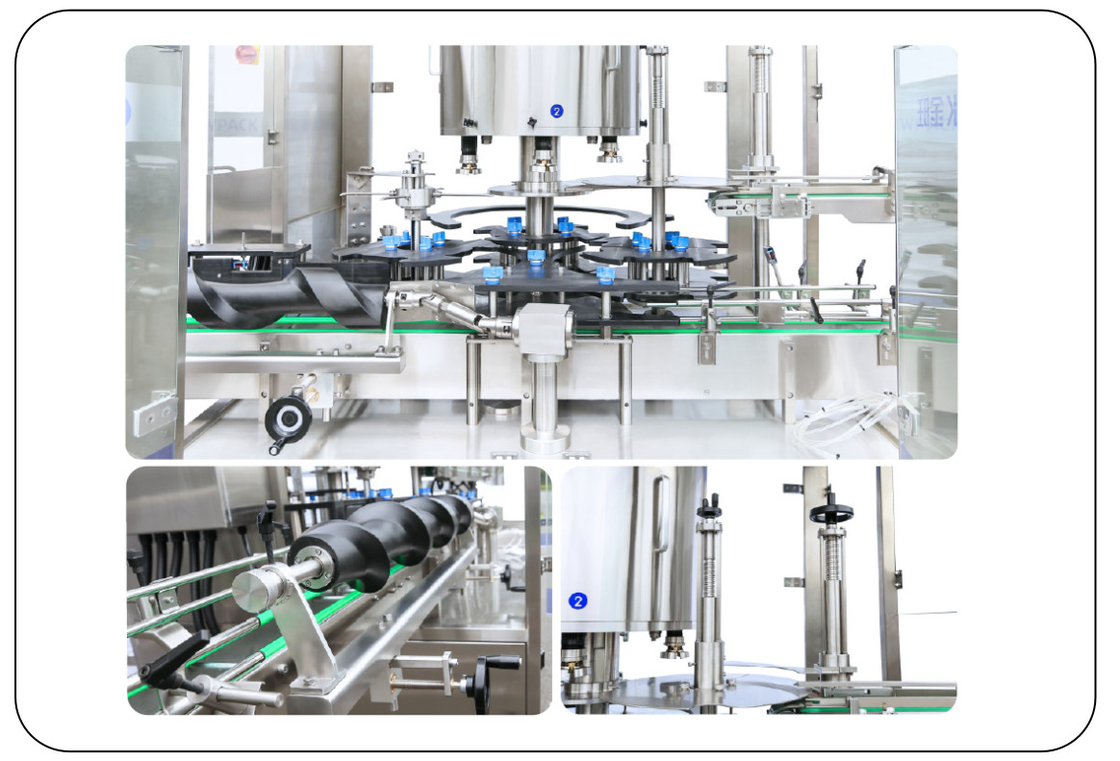 SUS304 เครื่องปิดหมุนอัตโนมัติ 6 หัวสําหรับยาฆ่าแมลงในถัง 1-5L