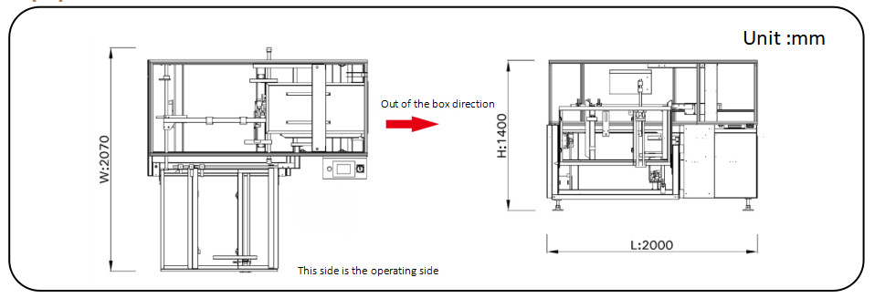 อัตโนมัติ Carton Erector Machine Left In Right Out Open Carton สําหรับอุตสาหกรรมเคมีเกษตร สายบรรจุขวด